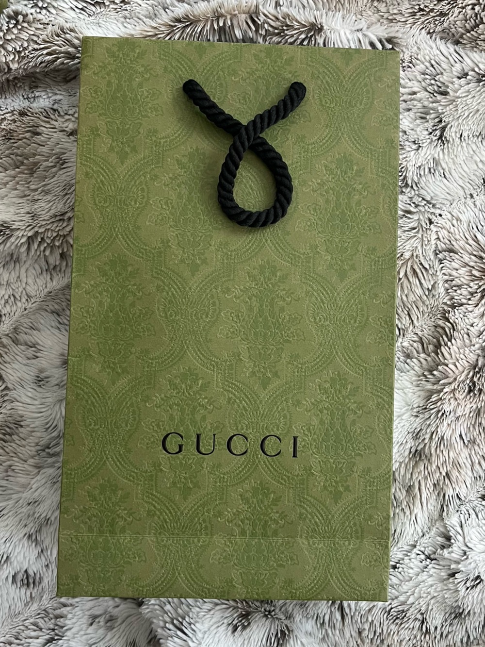 Gucci Small EMPTY Olive Green Patterned Shopping Bag with Mini Accessory Box